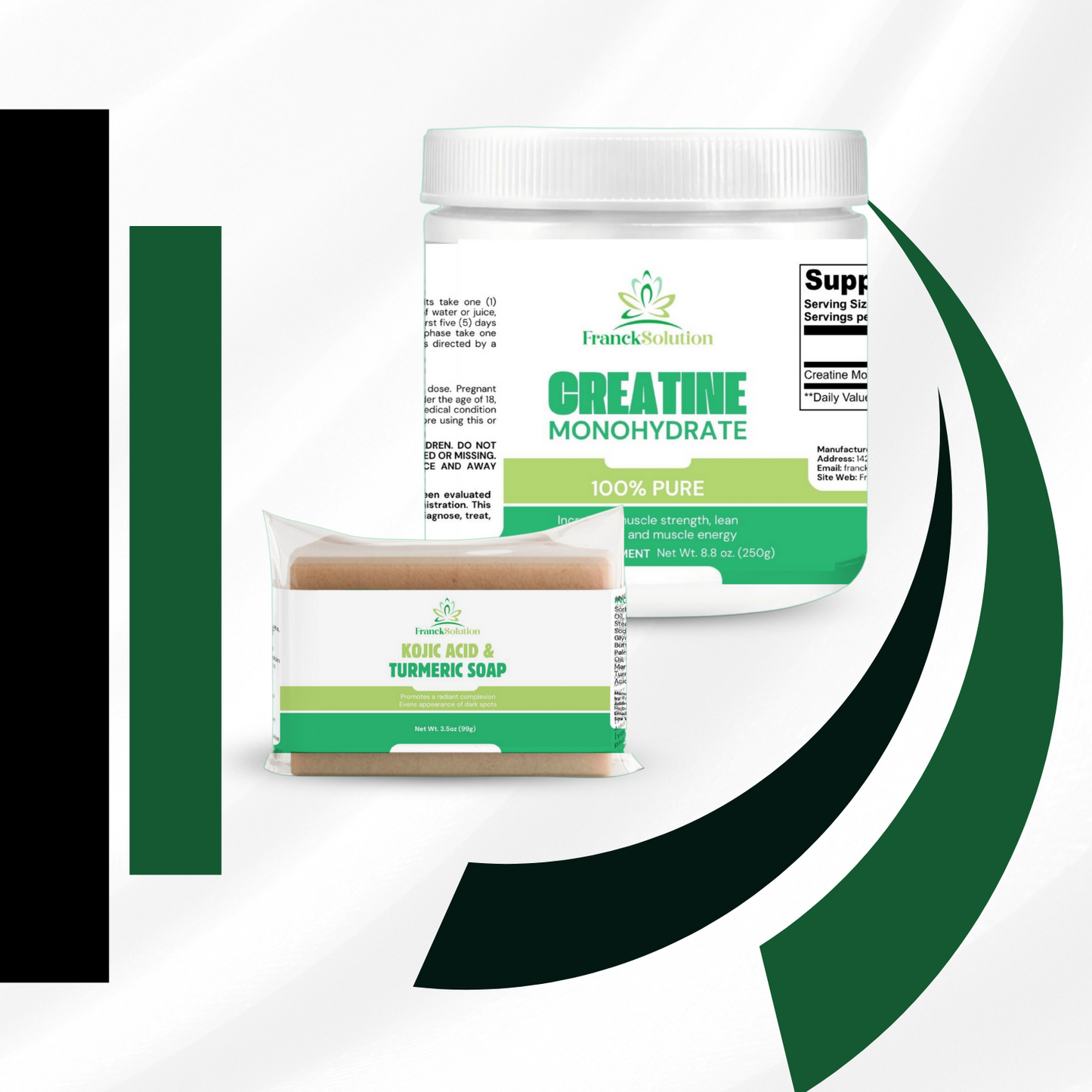 Performance + Glow Duo: (1 Turmeric Soap + 1 Creatine)
